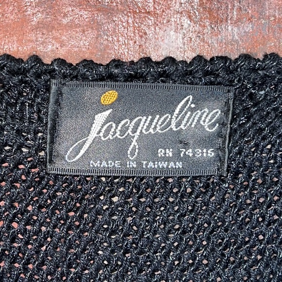 Vintage Jacqueline Acrylic Knit Red country western flame Sweater White Angora - Picture 3 of 7